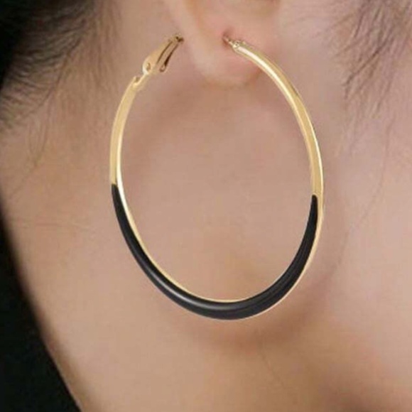 Luxe Stainless Steel Gold Tone Colored Hoop Earrings - Picture 4 of 4